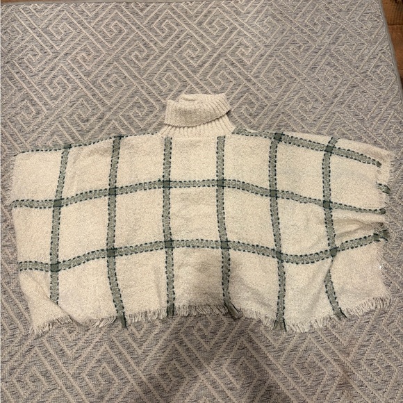 World Market Plaid Cowl Neck Poncho Sweater | One Size - Picture 4 of 5